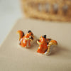 Playful Squirrel Stud Earrings - Sphere Standouts