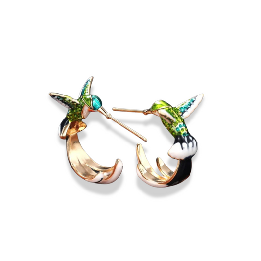 Hummingbird Hoop Earrings