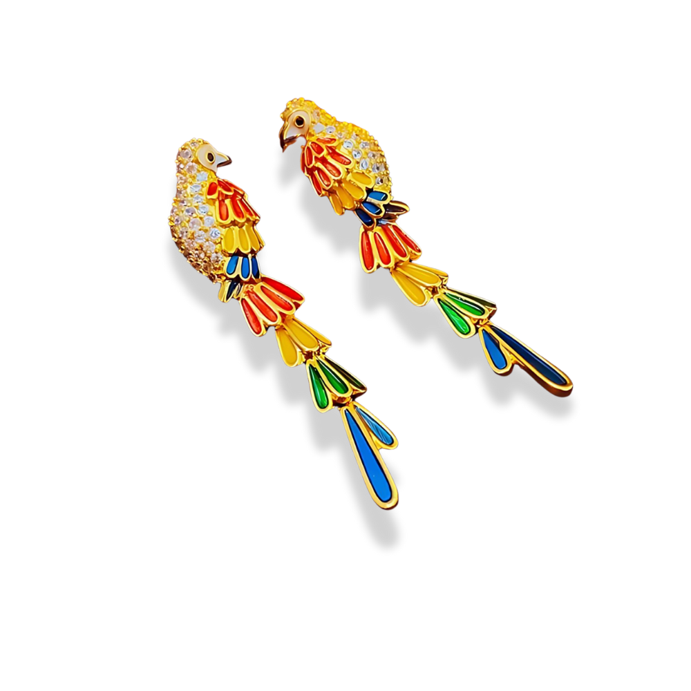 Tropical Parrot Dangle Earrings