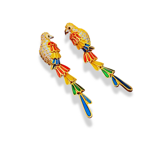 Tropical Parrot Dangle Earrings