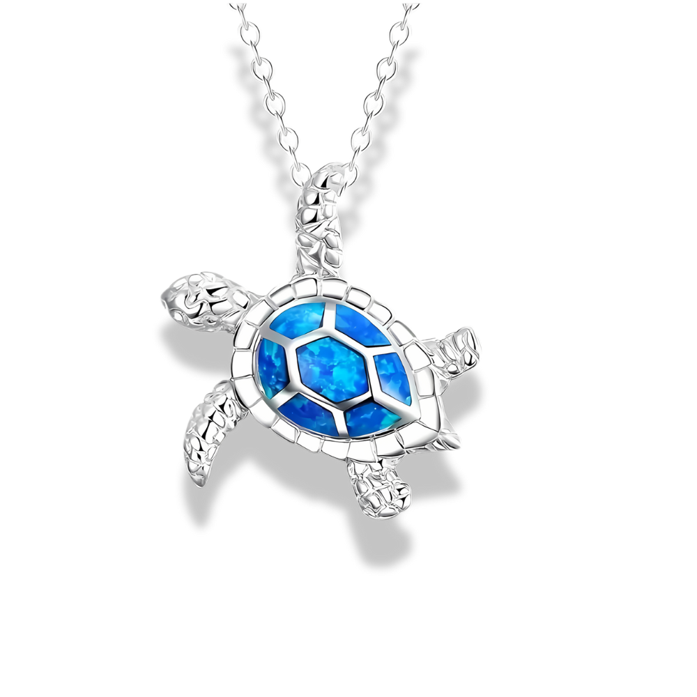 Blue Opal Turtle Necklace