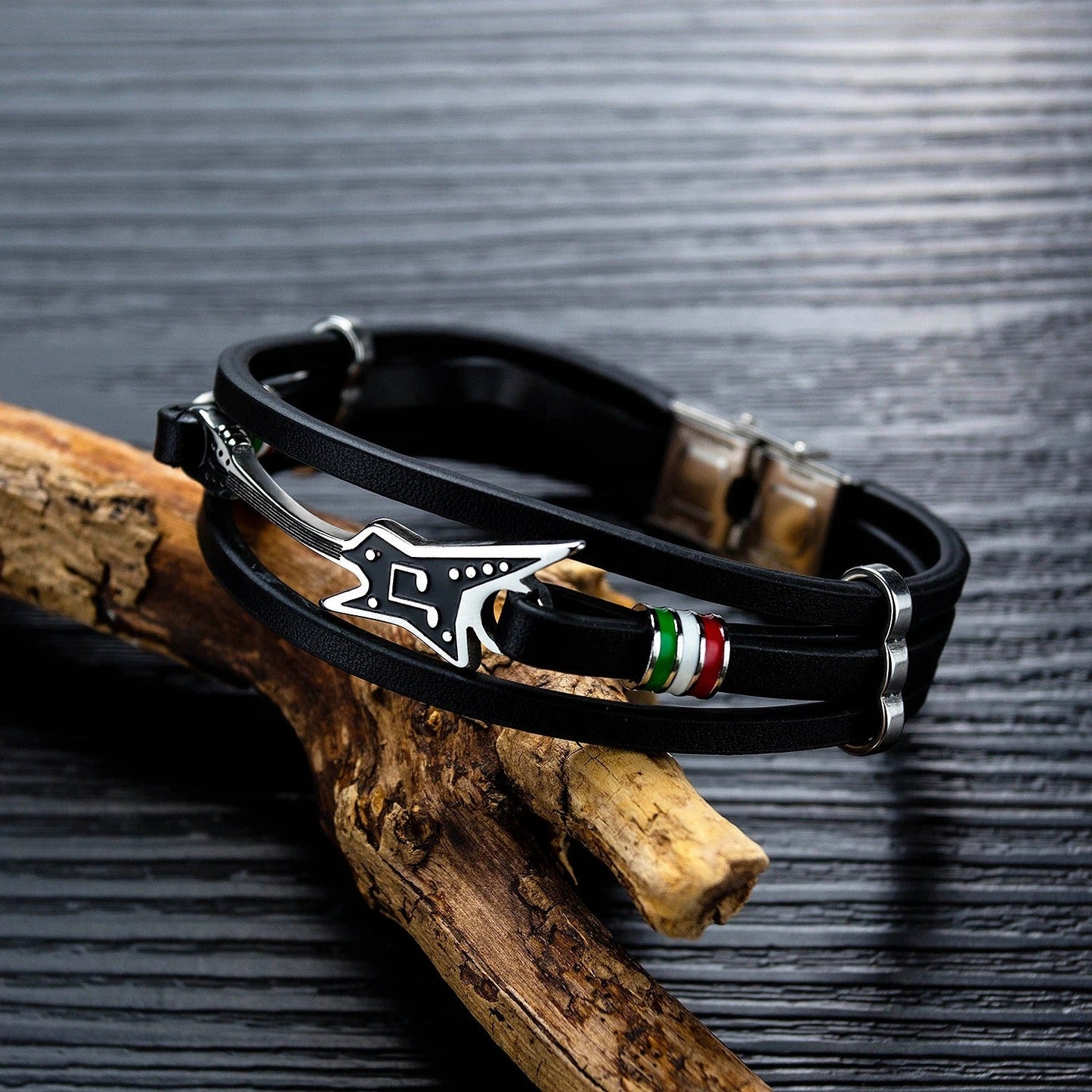 Rock Guitar Leather Bracelet - Sphere Standouts