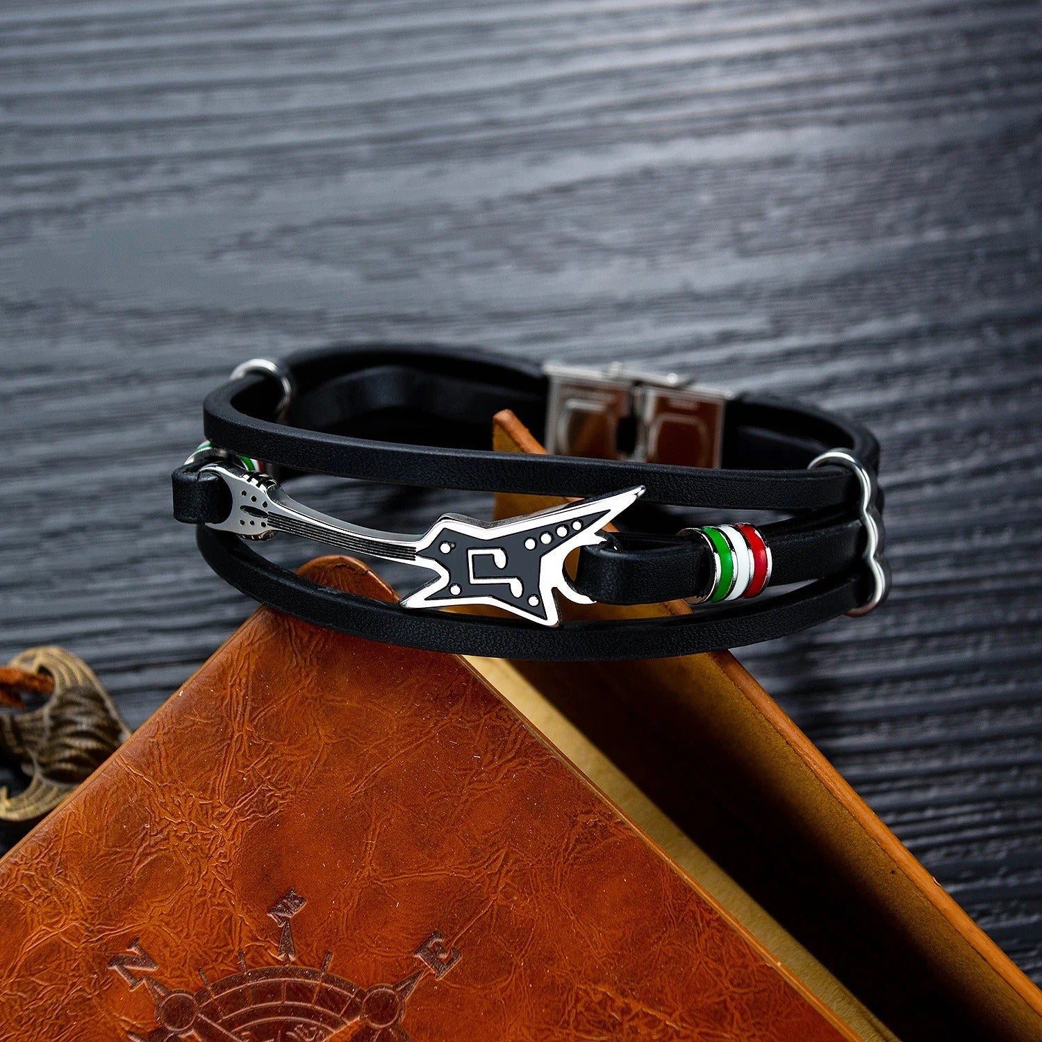 Rock Guitar Leather Bracelet - Sphere Standouts