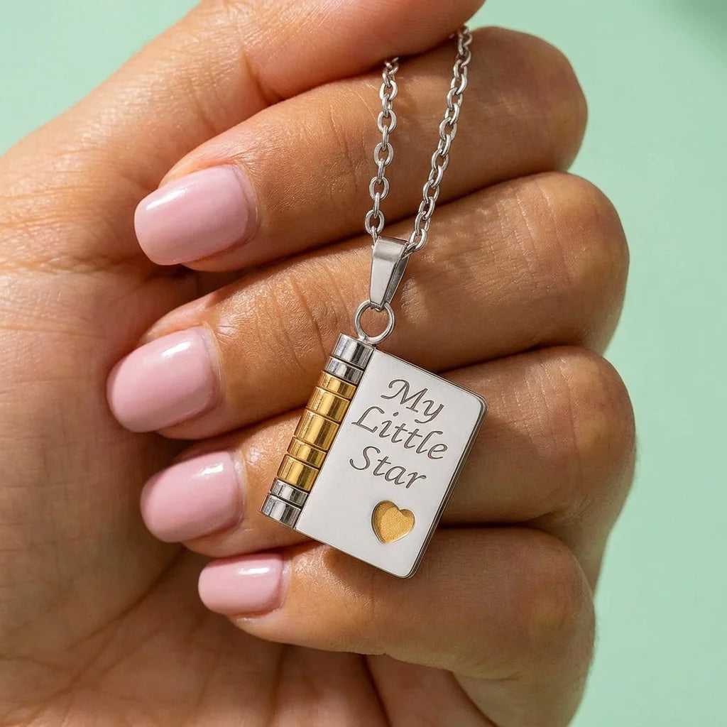 Guiding Star Message Locket Necklace — Daughter in Silver — necklace for women
