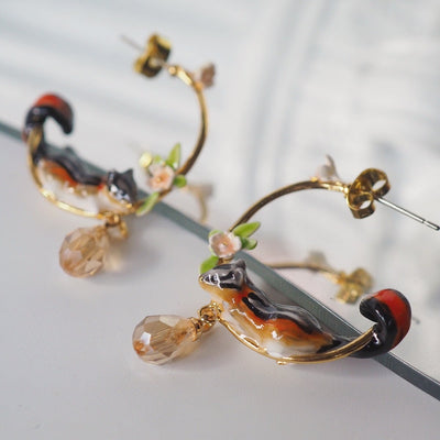 Squirrel Charm Earrings - Sphere Standouts