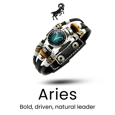 StarBorn Leather Zodiac Bracelet - Sphere Standouts