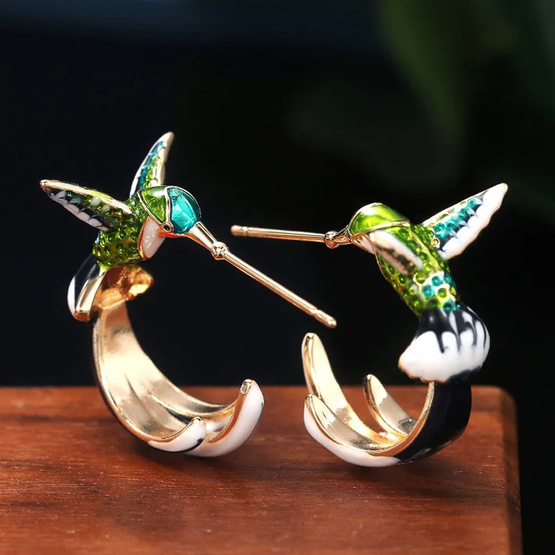 Hummingbird Hoop Earrings