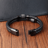 Titanium Steel Braided Leather Bracelet - Sphere Standouts