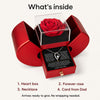 What's inside: heart box, forever rose, necklace and card