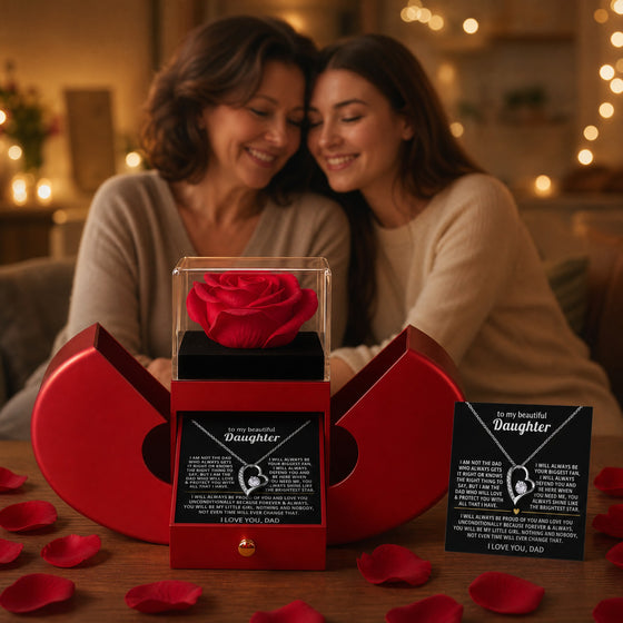 Mother and daughter with the rose box