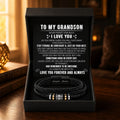 To My Grandson Love You Forever bracelet in its black gift box with the message card