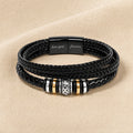 Love You Forever braided bracelet with silver and gold beads