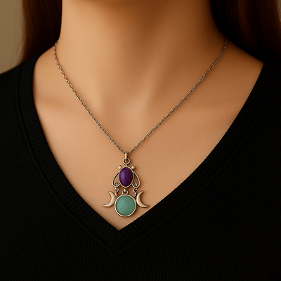 Triple Moon Goddess Necklace - Sphere Standouts