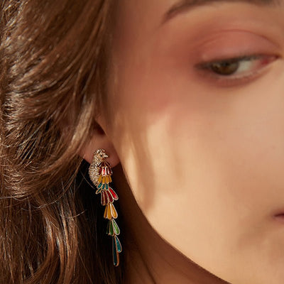 Tropical Parrot Dangle Earrings - Sphere Standouts