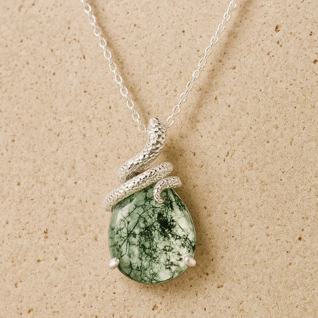 Whispers of Calm – Moss Agate Protection Pendant - Sphere Standouts