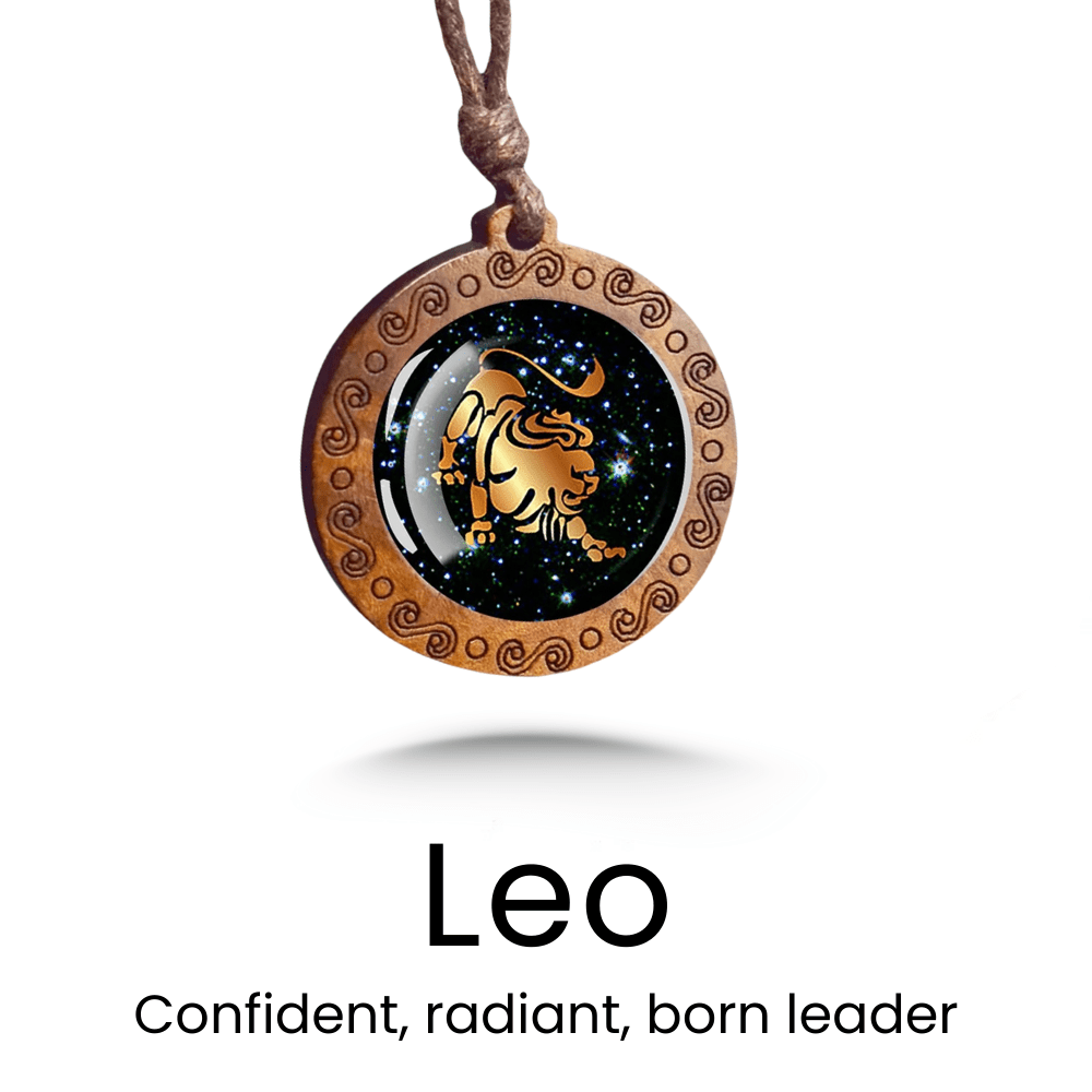 Zodiac Sign Glass Wood Necklace - Sphere Standouts