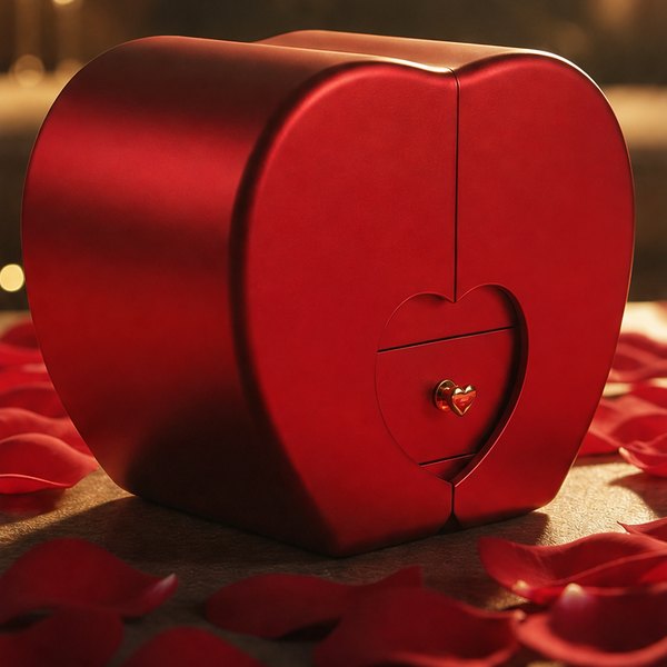 Closed red heart box